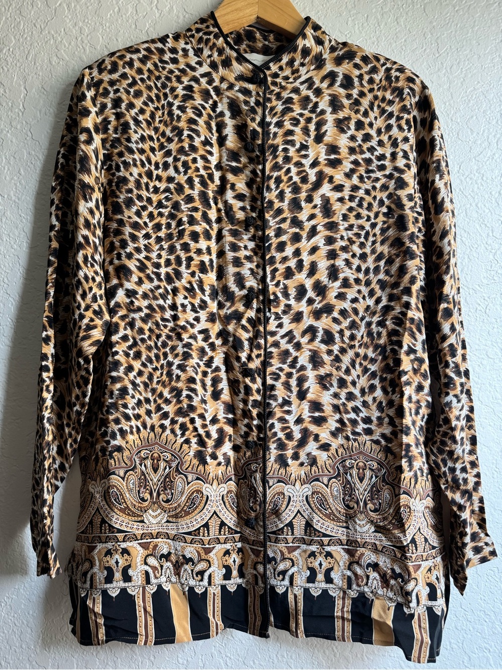 Vintage Peter Martin 100% Silk Leopard & Paisley Blouse - Size 8